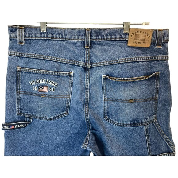 Vintage US POLO ASSOC JEANS CO Mens 38x30 Baggy Hip Hop Skater Grunge Blue Y2K - Picture 11 of 13